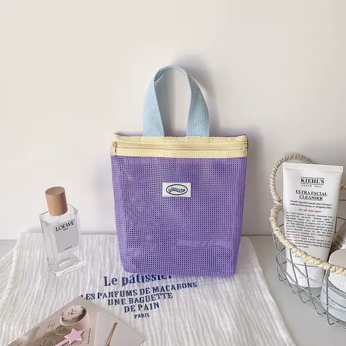 Sac à main en maille, sac de maquillage, pochette de maquillage pour femmes, sac de lavage Portable,