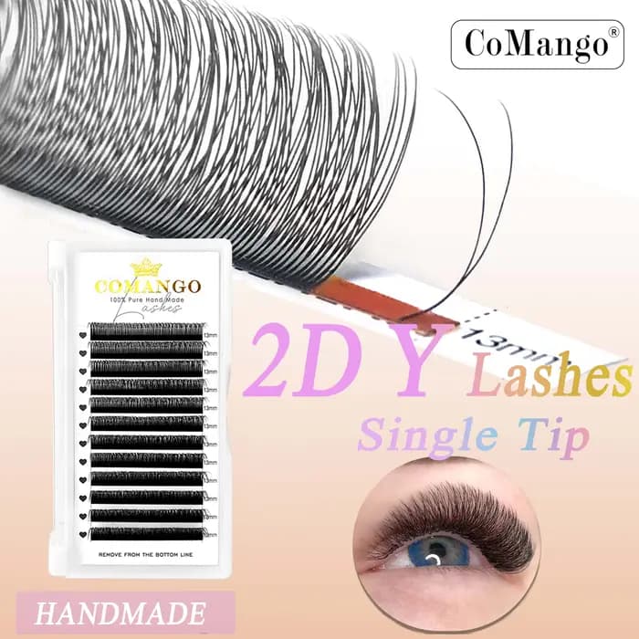 CoMango-Extension de cils en faux vison 1D 2D Y, courbure C/D, cils naturels, volume russe, matériau