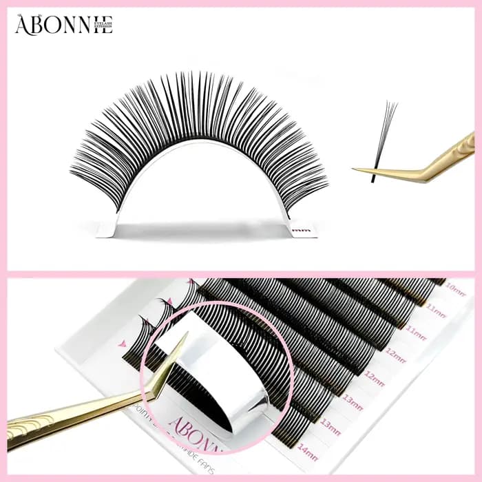 Abonnie Angel Lashes – Extensions de cils individuels pré-faits en forme de fleur 5D, cils effilés p