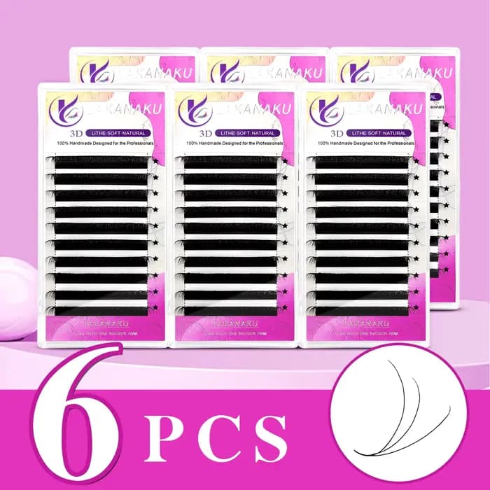 LAKANAKU 6 plateaux 3D W forme Extensions de cils Volume Francese Fans Fio 3W Cilios en forme de cil