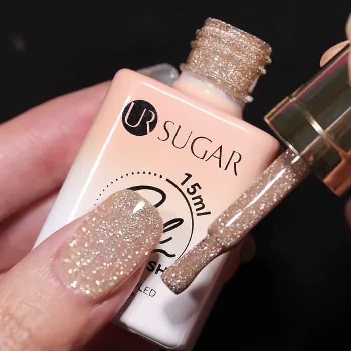 UR SUGAR 15ml Champagne or argent réfléchissant paillettes Gel vernis à ongles vernis Semi Permanent