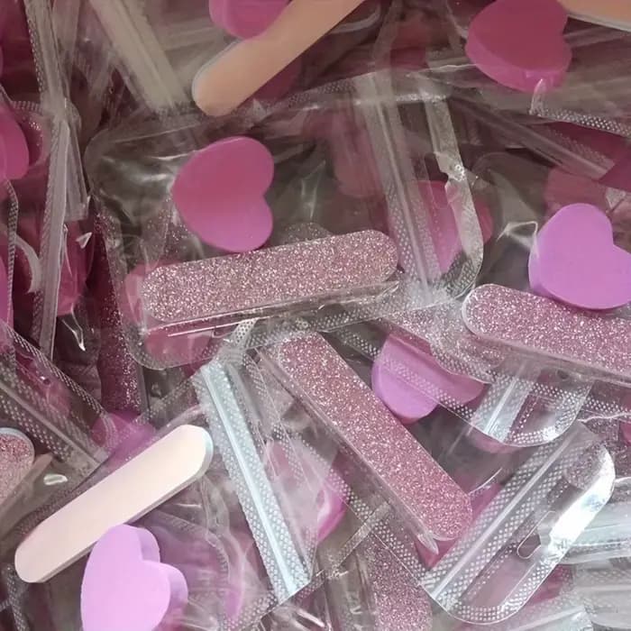 Ensemble de 12 pièces de kit de soin des ongles à paillettes roses, tampon en forme de cœur, tige en