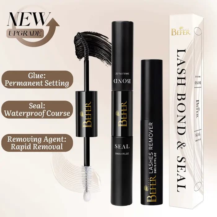 BEFER – colle pour cils 2 en 1, liaison et joint de cils + dissolvant de cils, adhésifs imperméables