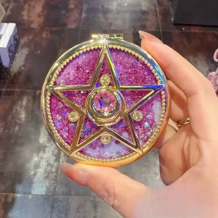 Miroir de maquillage à paillettes Sailor Moon, boîte de rangement kawaii, boîte d'emballage pour rou