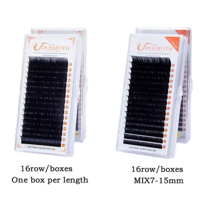 DOSMOTH 10 boîtes 16 rangées 7-16mm extensions de cils de vison supples Extension de faux cils indiv