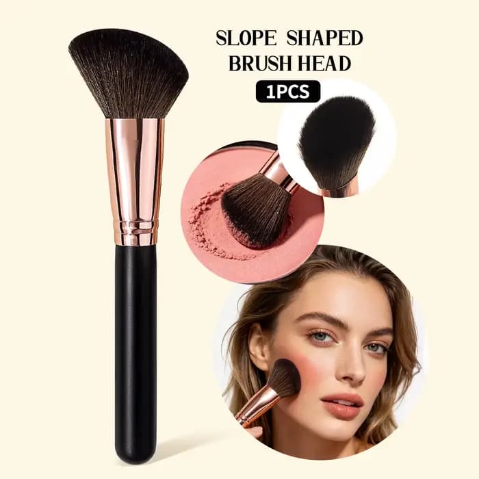 Pinceau de maquillage pour blush, poils doux et denses, manche en bois noir, pinceau de précision po