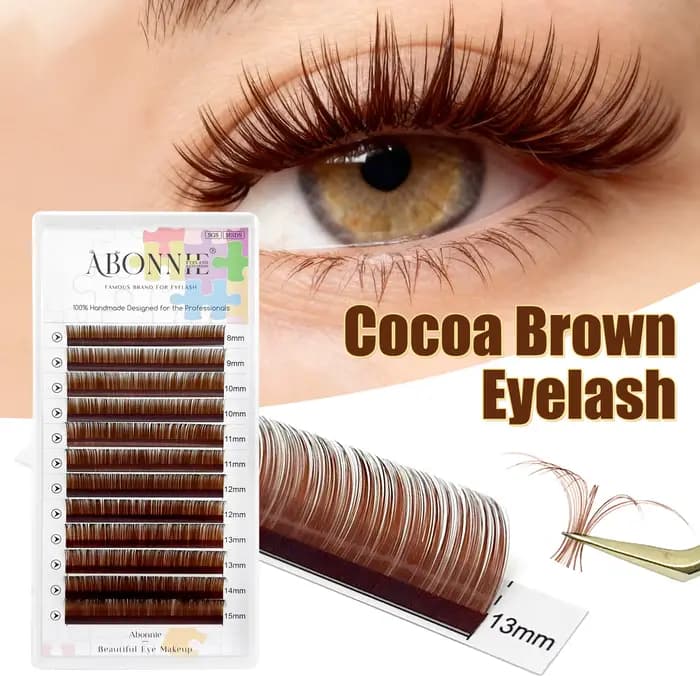ABONNIE – Extensions de cils marron cacao, Volume individuel, C CC D, plateau de cils en vison class