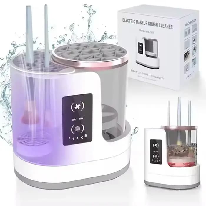 Nettoyeur de pinceaux de maquillage électrique 3 en 1 avec sécheuse à pinceaux de maquillage - Suppo