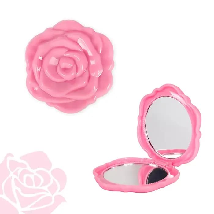 1PCS Miroir de poche rétro portable en forme de rose, petit miroir de maquillage double face, miroir