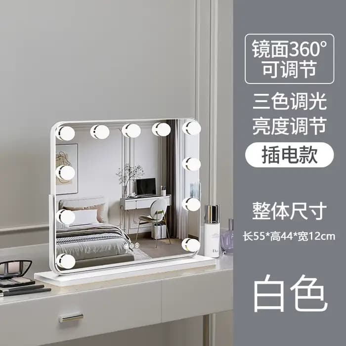 LED éclairé maquillage miroir avec support de bureau, grand intelligent professionnel maquillage lum