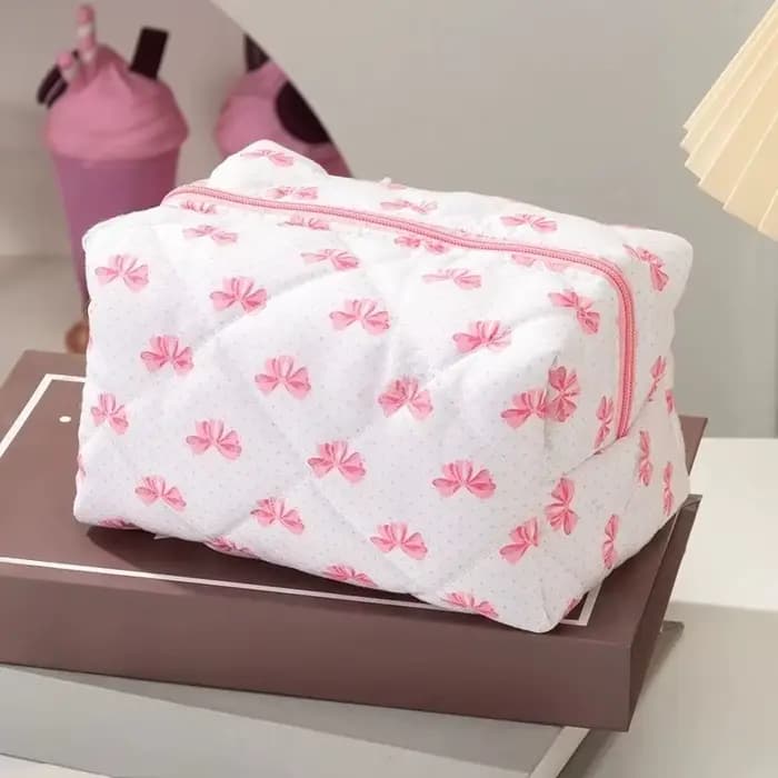 Sac à cosmétiques rose avec fermeture éclair