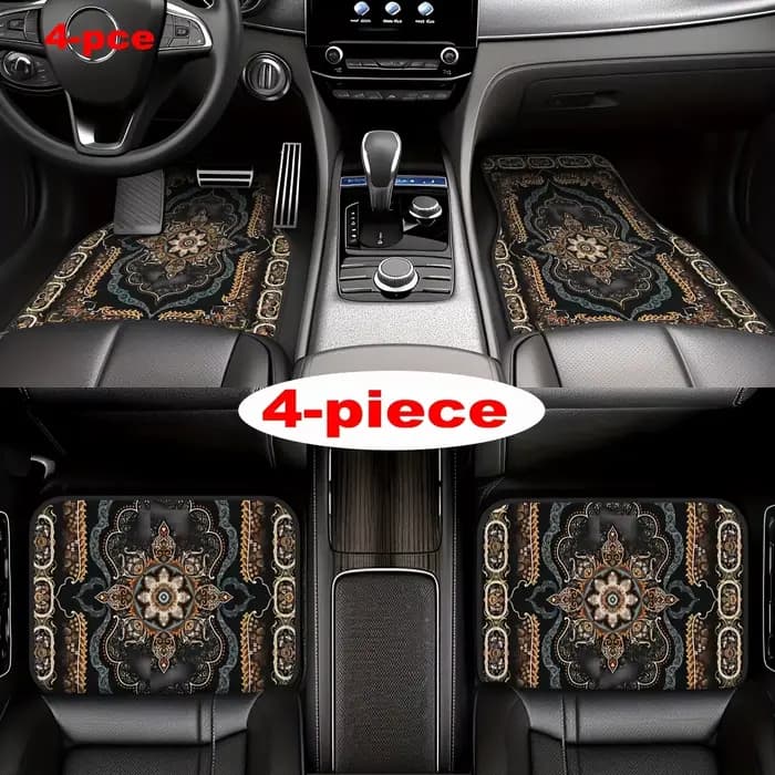 Ensemble de tapis de voiture à motif de Style rétro bohème, Design de Style ethnique, accessoires d'intérieur de voiture faciles à nettoyer, décoration artistique, 4 pièces