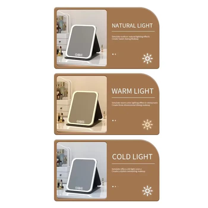 Miroir de maquillage à intensité variable LED