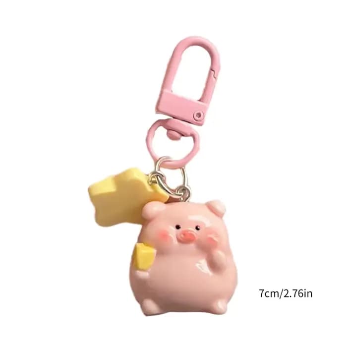 Porte-clés cochon rose, ornement en résine, joli pendentif cochon dessin animé, décoration en résine pour accessoire 28TF