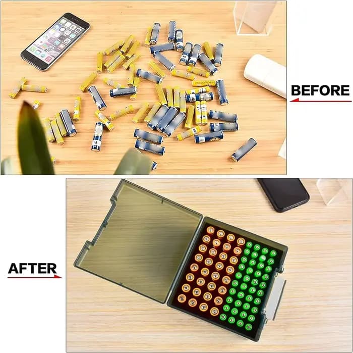 Support d'évaluation de stockage de batterie, boîtier de batterie, conteneur de garage, distributeur d'organisation domestique, peut contenir 72 AA AAA 24.com