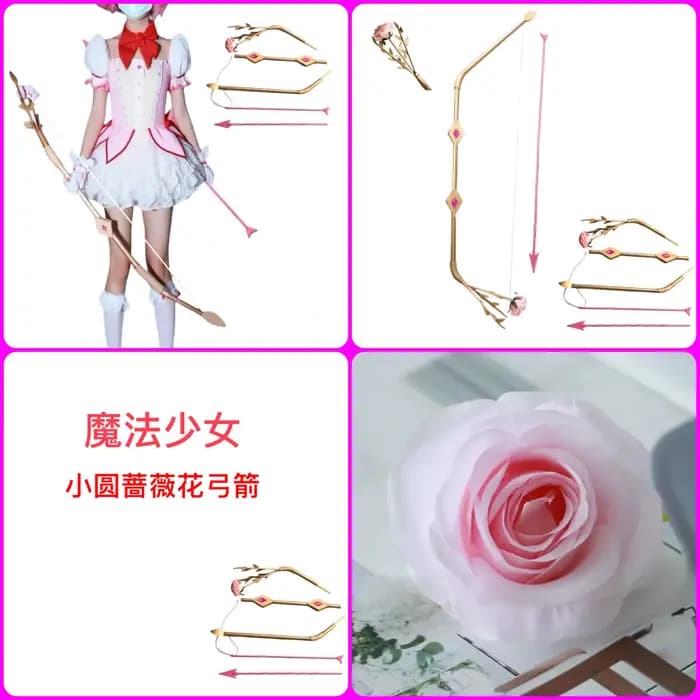 Arc et flèches de cosplay Anime Kaname Madoka, accessoires d'armes roses, accessoires d'uniforme Puella Magi Madoka Magica, accessoires de fête d'Halloween