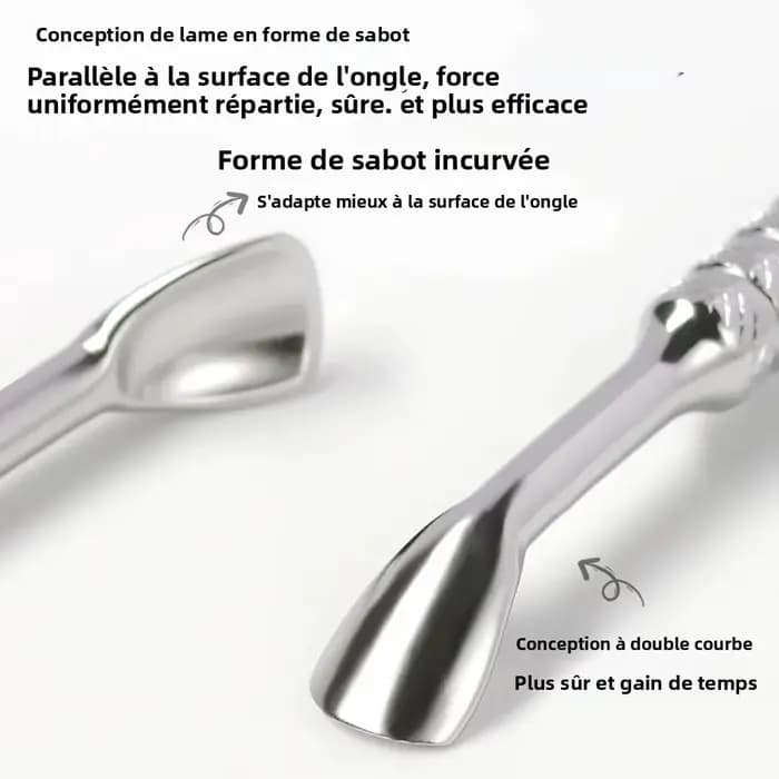 Poussoir à cuticules à sabot coudé à Double tête