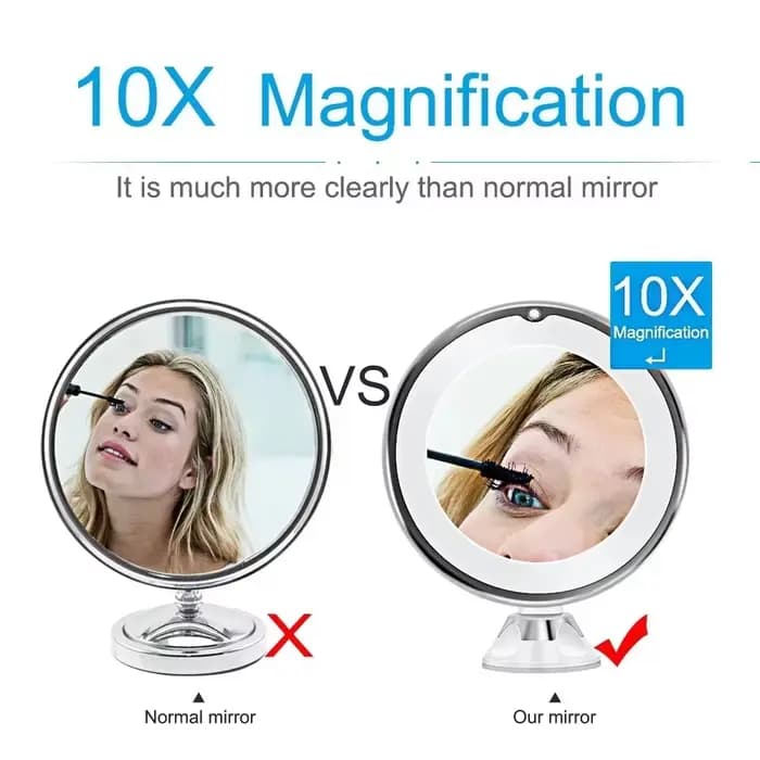 Miroir de vanité grossissant Flexible 10x avec LED