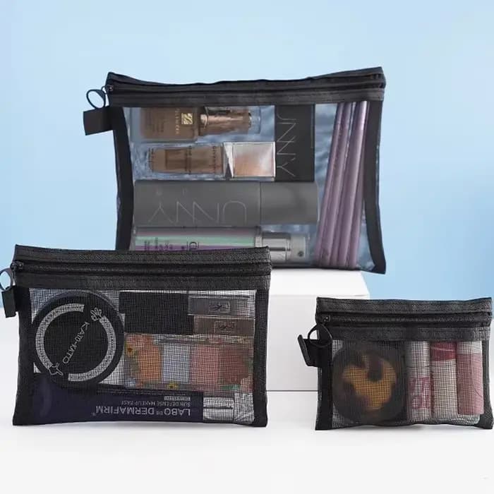 Sacs à cosmétiques transparents en maille