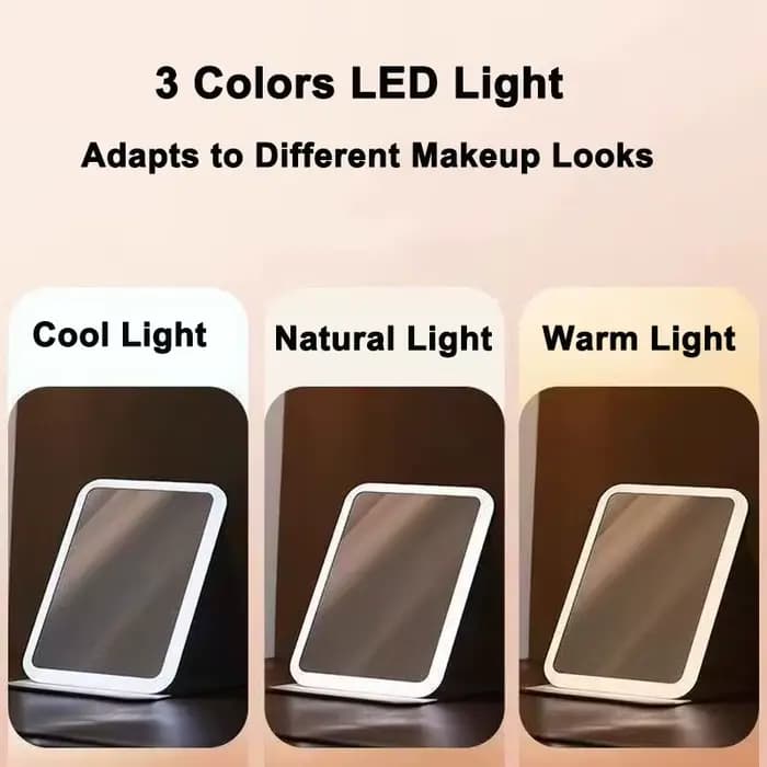 Miroir de maquillage LED avec revêtement en cuir