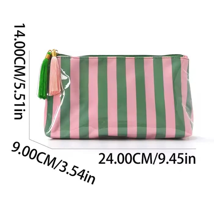 Trousse de maquillage rayée
