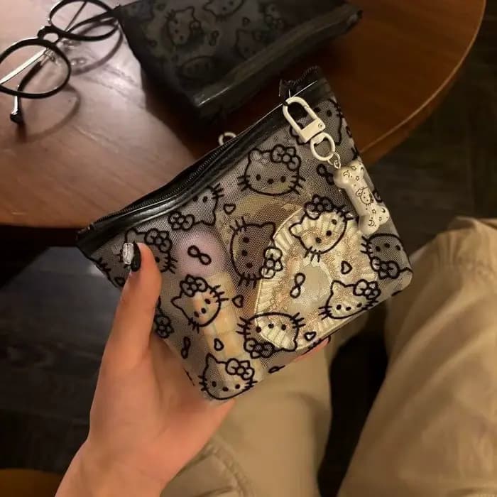 Sac à cosmétiques Kawaii en dentelle Hello Kitty