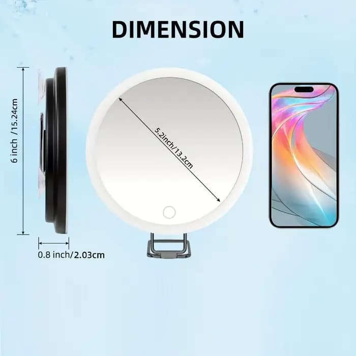360 ° Miroir grossissant à support réglable avec lumière