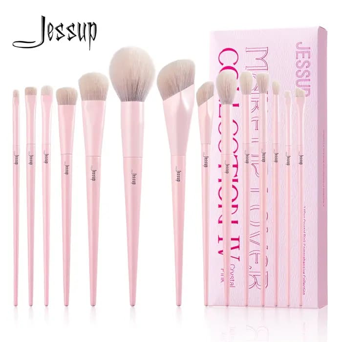 Jessup-Ensemble de pinceaux de maquillage roses