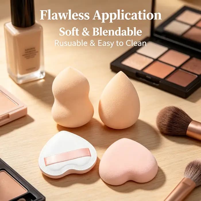 Un ensemble de 4 éponges de maquillage de couleur chair
