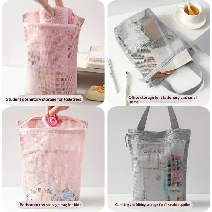 Nouvelle trousse de toilette 22x26cm avec poignée pratique, grande capacité, sac de rangement en maille pour articles de toilette, trousse de maquillage pour voyages d'affaires