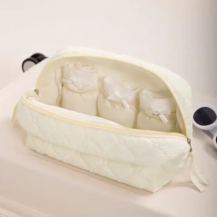 Trousse de Maquillage Matelassurera en Coton pour Femme