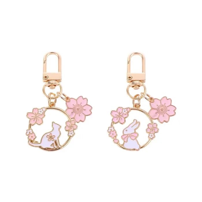 Emballage décoration sac ornements accessoires intérieurs casque pendentif rose Sakura sac pendentifs porte-clés lapin chat porte-clés