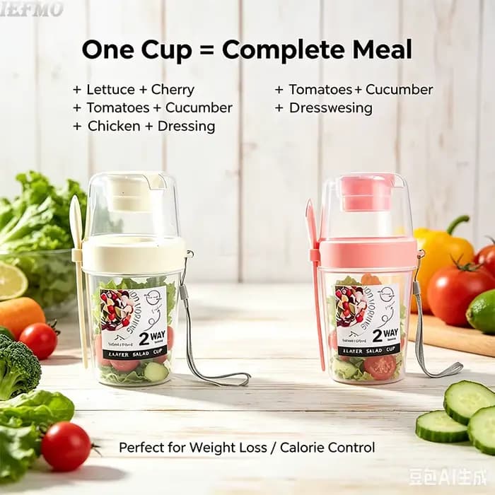 Ensemble de saladiers pour une perte de poids saine, récipient portable pour fruits, légumes, yaourt, pot anti-fuite avec fourchette et couvercle intégrés