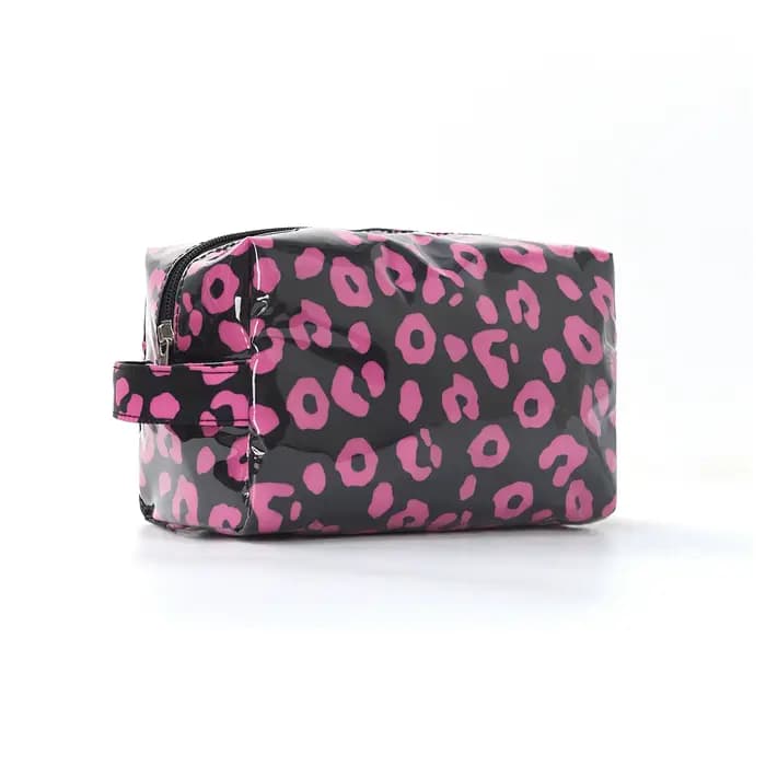 Trousse de maquillage léopard avec poignée