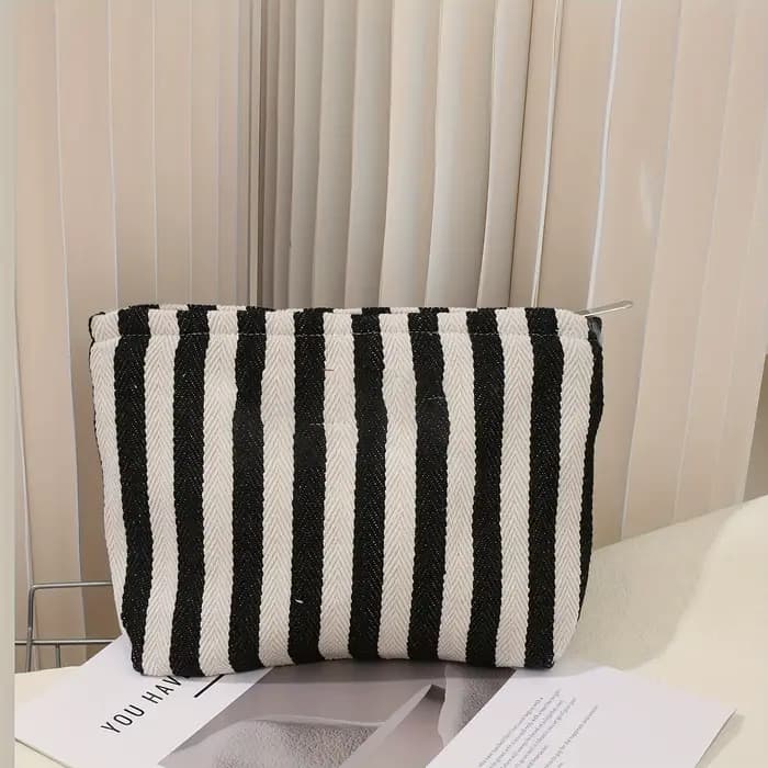 Trousse de maquillage rayée personnalisée
