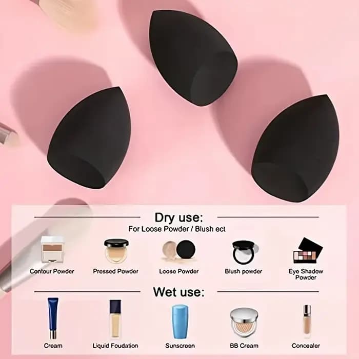 Ensemble d'éponges de beauté noires