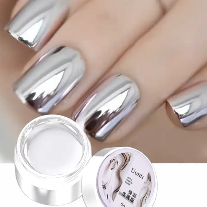 Miroir Métal Gel Vernis À Ongles avec Argent Rose Doré Peinture Dessin-Facile à Appliquer et Longue Durée