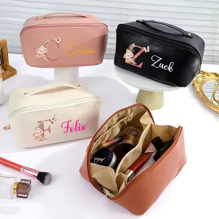 Trousse de Toilette Florale Personnalisée avec Initiales