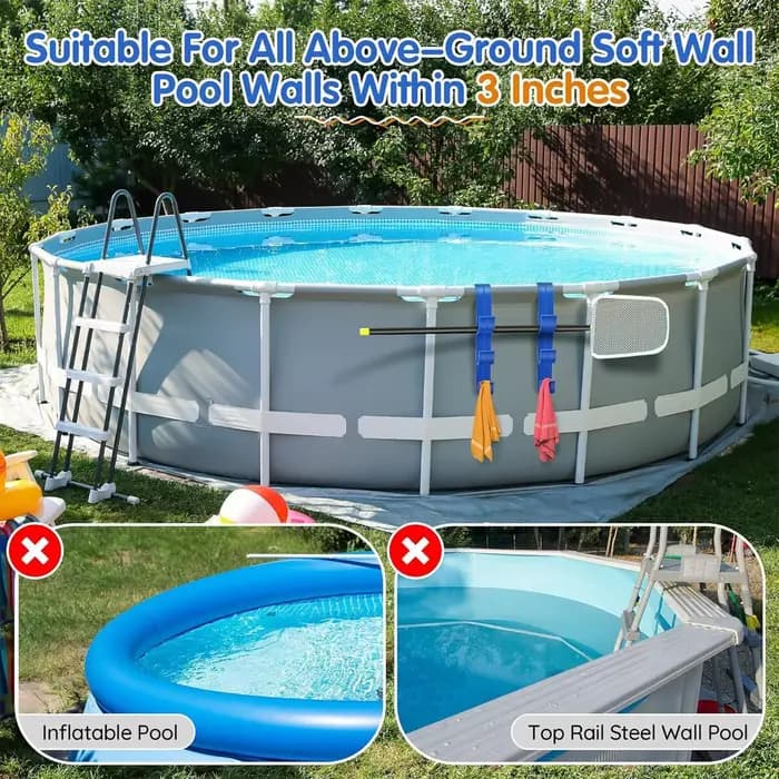Lot de 2 supports en plastique pour épuisette de piscine, crochets pour poteaux de piscine, accessoires pour spas extérieurs