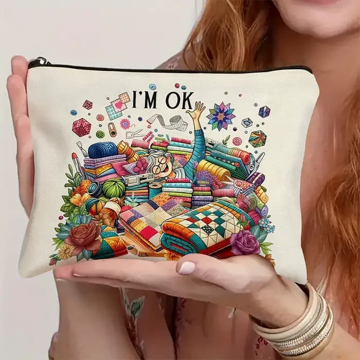 Un sac de maquillage drôle pour machine à coudre – Jolie pochette multifonctionnelle à fermeture éclair