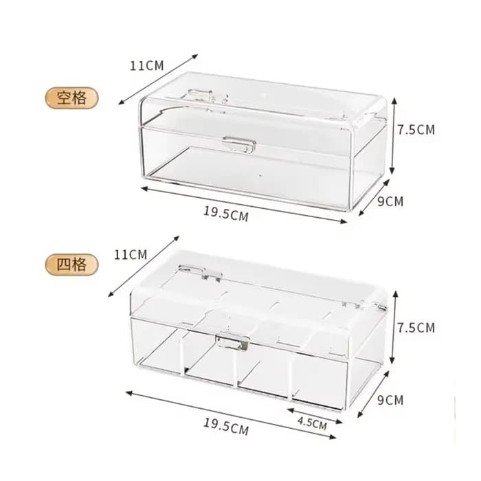 Boîte de rangement pour pinceaux de maquillage en acrylique transparent avec couvercle
