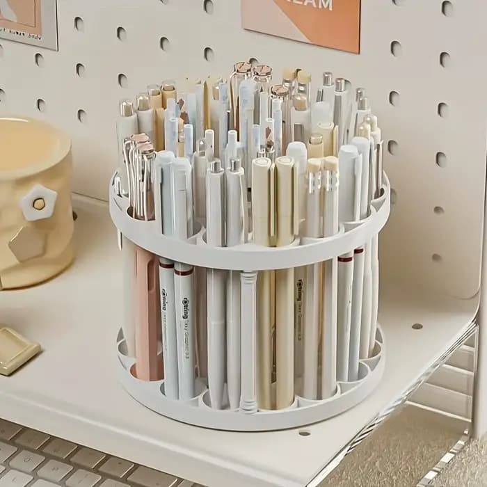 360 ° Porte-brosse rotatif – Organisateur en plastique blanc avec finition émaillée