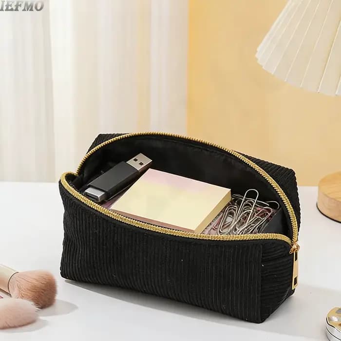 Trousse de Toilette de Voyage Portable en Velours Côtelé