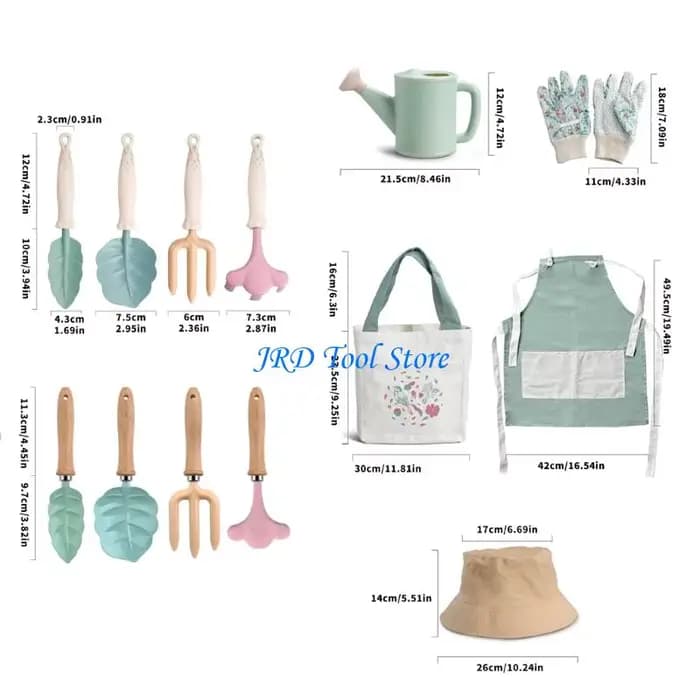 L’ensemble complet jardinage pour enfants A2UD comprend 9 articles essentiels avec des poignées ergonomiques pour les petites