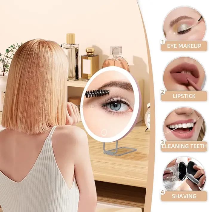 Miroir grossissant portable avec lumière