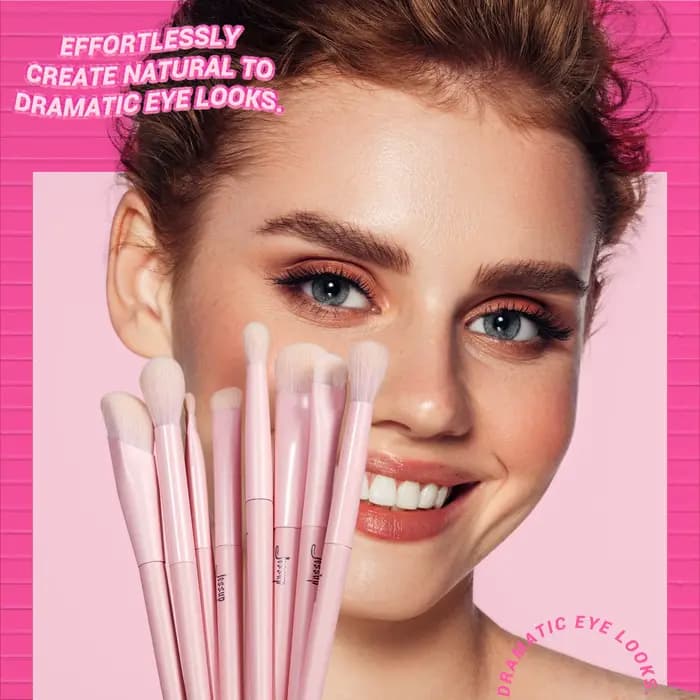 Jessup-Ensemble de pinceaux de maquillage roses