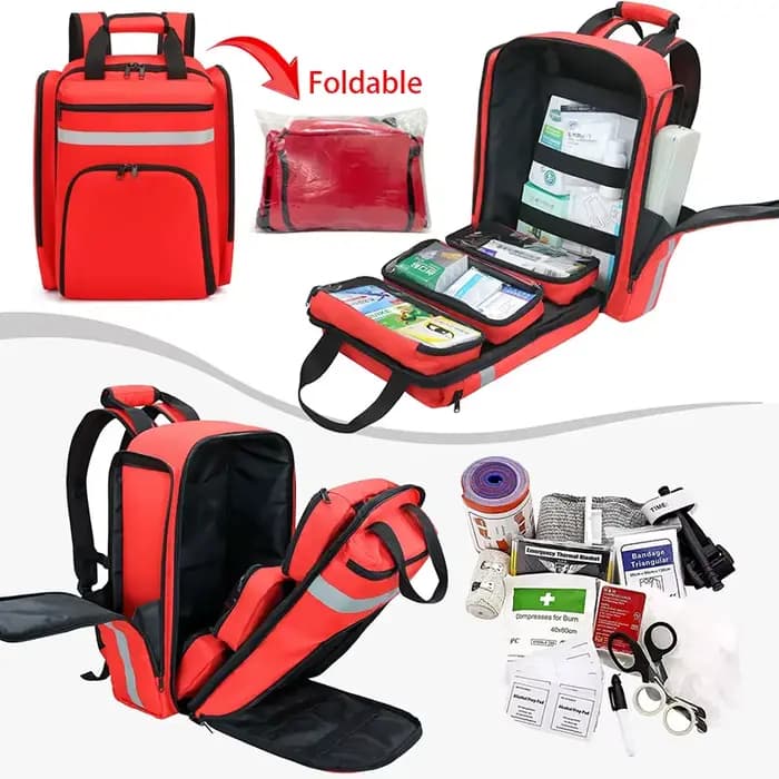 Kits de premiers secours pliables d'urgence, grande capacité, sacs à dos de rangement triés, kits de survie pour le camping en plein air, kits médicaux