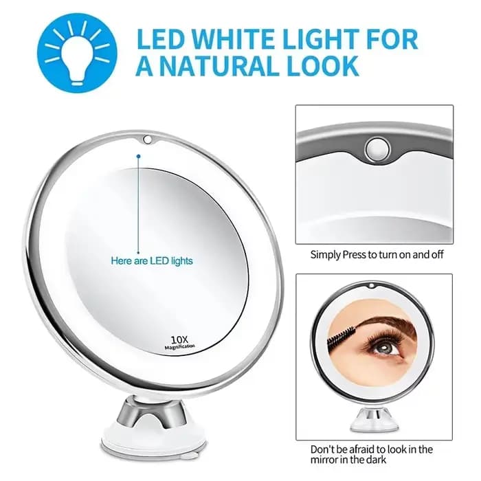 Miroir de vanité grossissant Flexible 10x avec LED