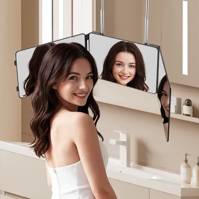 Miroir de coupe de cheveux à 3 voies