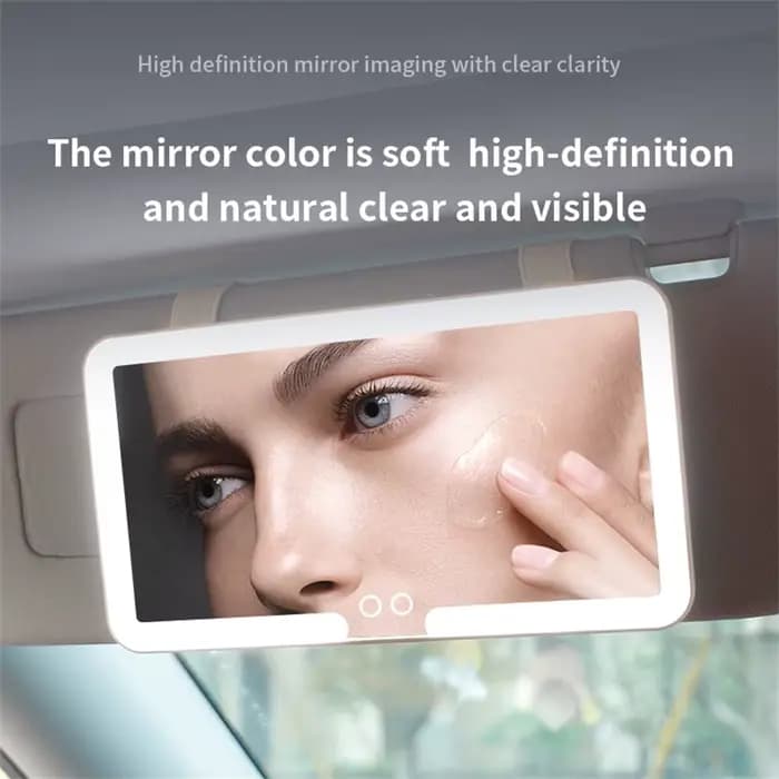 Miroir de maquillage universel pour pare-soleil de voiture avec lumière LED, miroir de vanité HD rechargeable, miroir cosmétique portable pour l'intérieur de la voiture